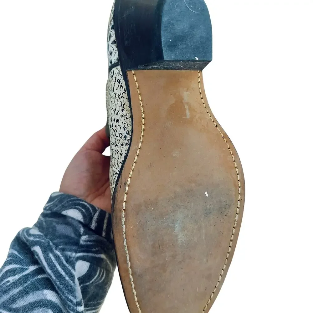 4840)Sheplers Leather Vamp Phyton Women Pointed Toe Silver Tips Cowgirl Boots 8M - Picture 9 of 13